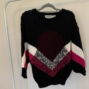 Stylish Chevron Pattern Sweater - Black and Pink